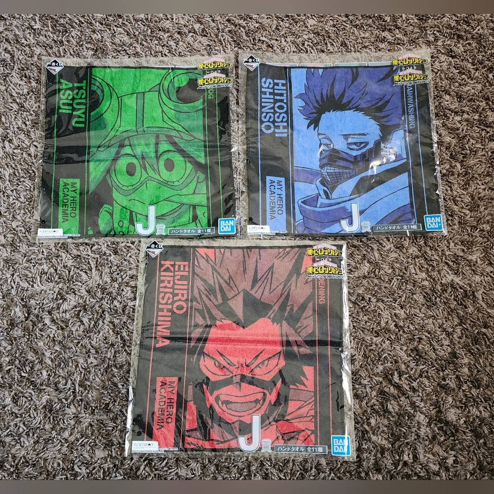 My Hero Academia Tsuyu Asui Shinso Eljiro Bandai Hand Towels NEW